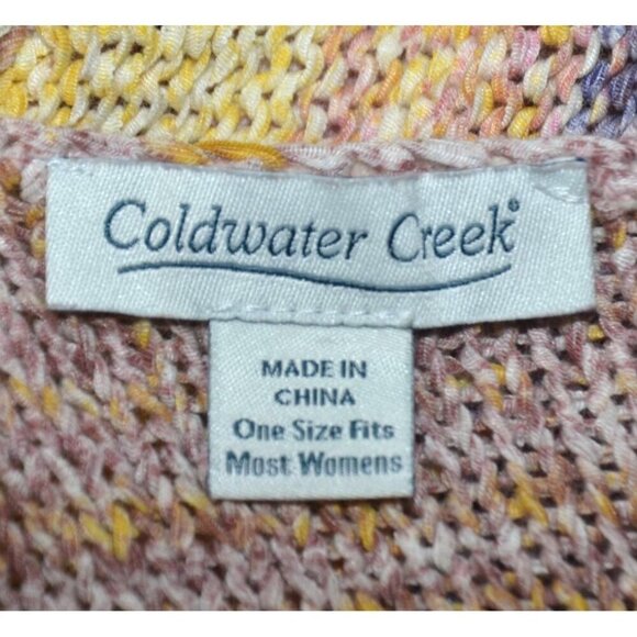Pretty Coldwater Creek Colorful Pullover Poncho Sweater One Size V-Neck Layering - Picture 8 of 10